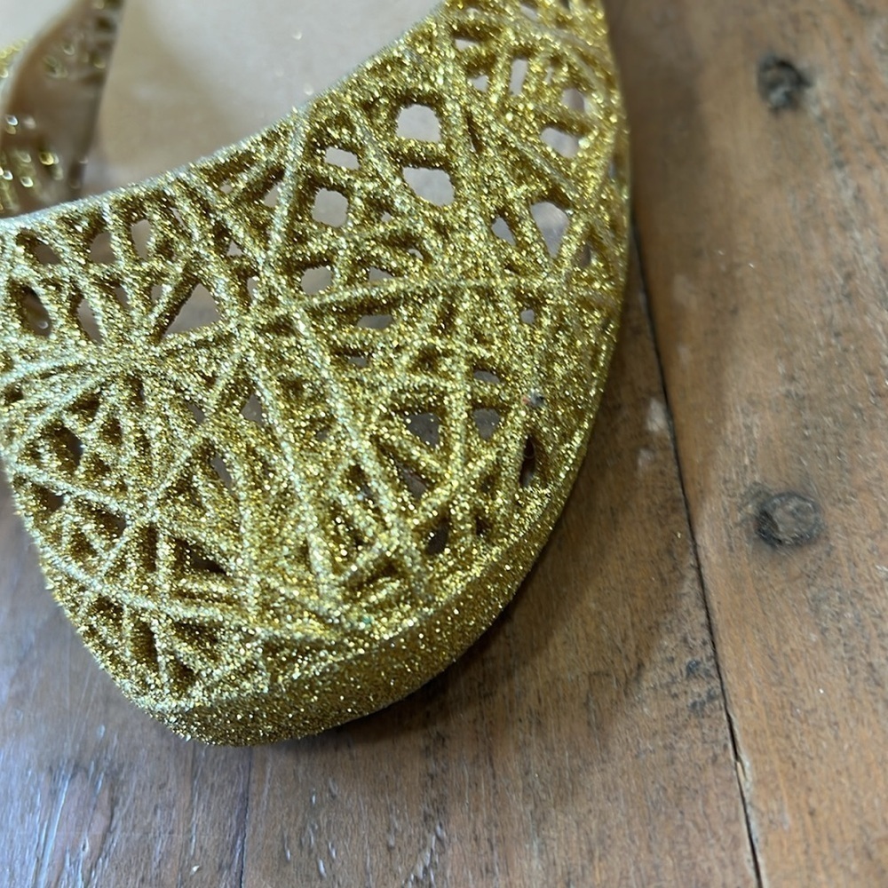 Melissa + Campana metallic gold glitter jelly flat shoes - Picture 2 of 7